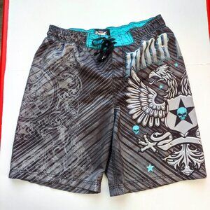 Elite MMA board shorts men's size M grey with graphic design